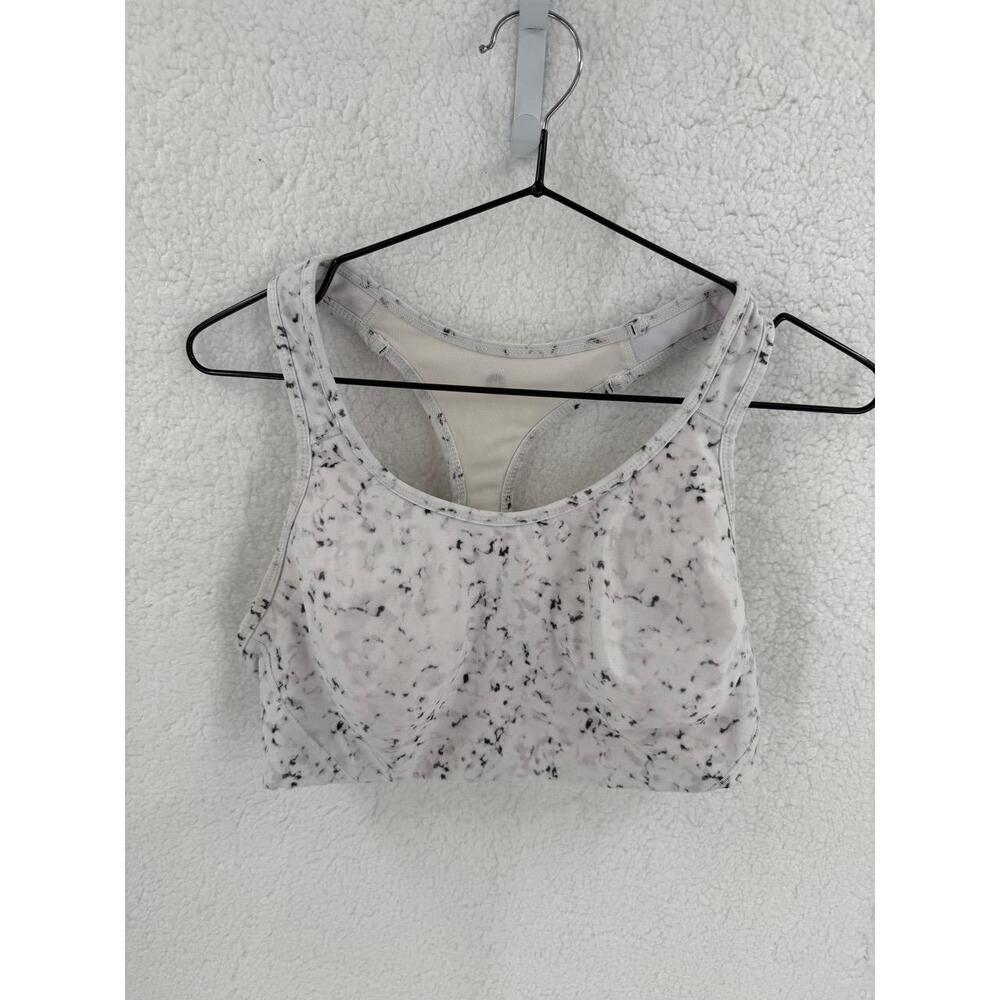 Avia Light Gray Black Racerback Marble Pattern Moisture Sports Bra‎ Large